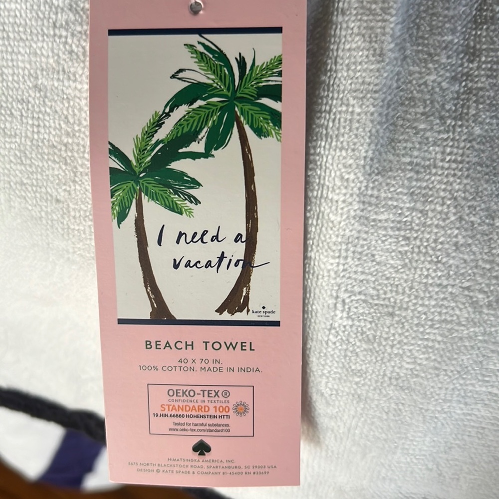 Kate spade I need a vacation beach towel NWT